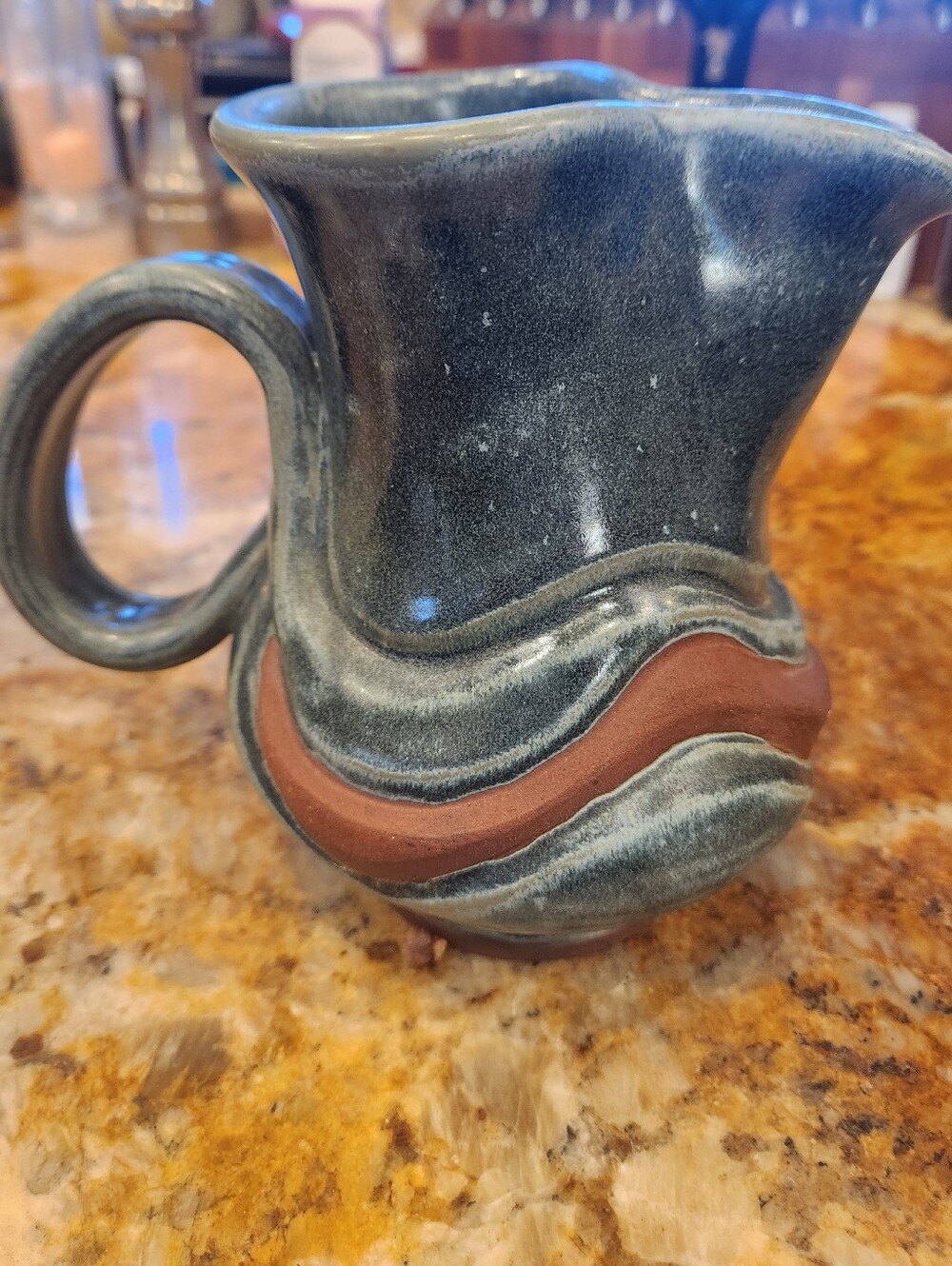Knut Handcrafted Green and Terracotta Ceramic Pitcher